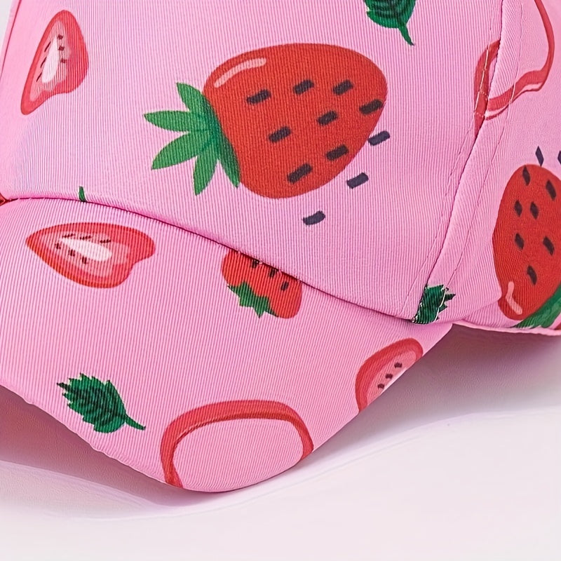 Strawberry Print Adjustable Baseball Cap (3-8Years)