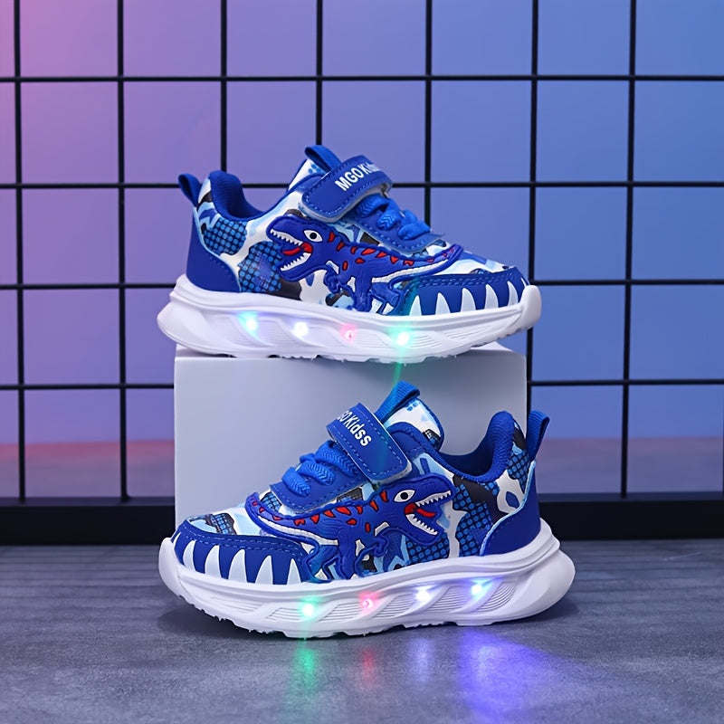 Boys' LED Dinosaur Sneakers – Glow-in-the-Dark T-Rex Shoes with Flashing Lights