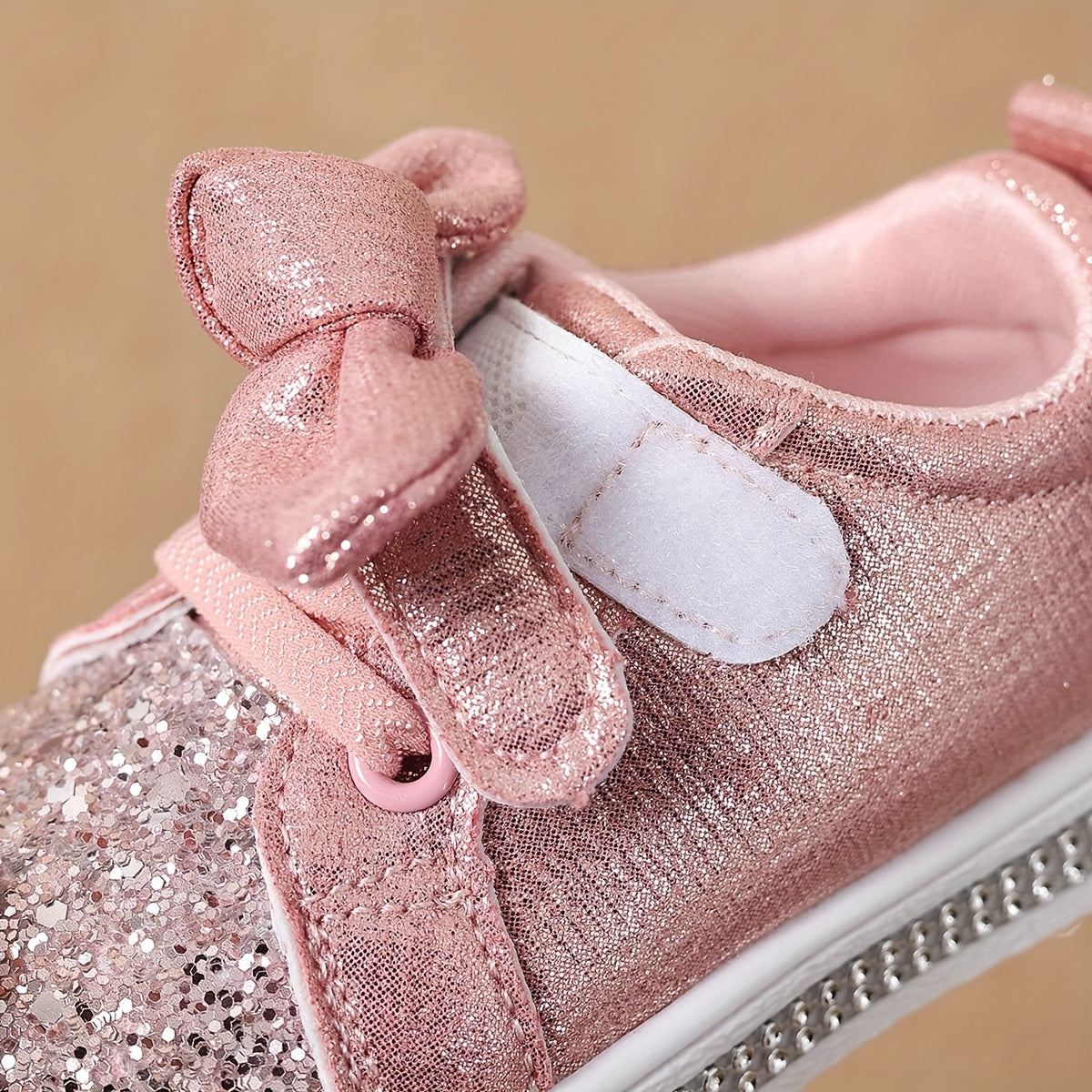 Sequin Sneaker Shoes with Bow and Fabric Lining